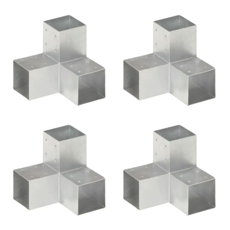 Connecteurs de poteau 4 pcs Forme en Y Métal galvanisé 91x91 mm 