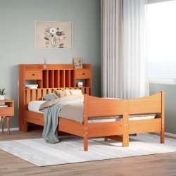 Cadre de lit sans matelas cire marron 120x190cm bois pin massif 