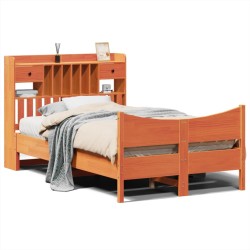 Cadre de lit sans matelas cire marron 120x190cm bois pin massif 