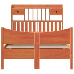 Cadre de lit sans matelas cire marron 120x190cm bois pin massif 