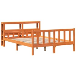 Cadre de lit et tête de lit sans matelas cire marron 160x200 cm 