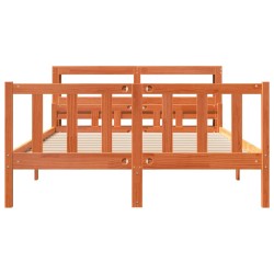 Cadre de lit et tête de lit sans matelas cire marron 160x200 cm 