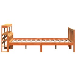 Cadre de lit et tête de lit sans matelas cire marron 160x200 cm 