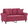 Canapé 2 places avec oreillers bordeaux 120 cm velours 