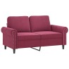 Canapé 2 places avec oreillers bordeaux 120 cm velours 