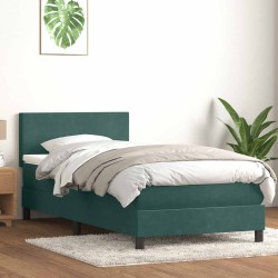 Sommier à lattes de lit et matelas vert foncé 80x220 cm velours 