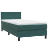 Sommier à lattes de lit et matelas vert foncé 80x220 cm velours 