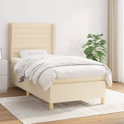 Sommier à lattes de lit avec matelas Crème 100x200 cm Tissu 