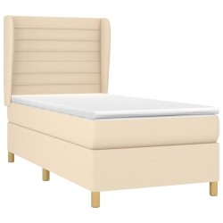 Sommier à lattes de lit avec matelas Crème 100x200 cm Tissu 
