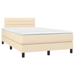 Sommier à lattes de lit avec matelas crème 120x190 cm tissu 