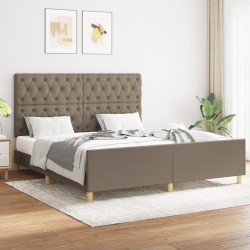 Cadre de lit sans matelas taupe 160x200 cm tissu 