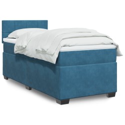 Sommier à lattes de lit avec matelas bleu 80x200 cm velours 
