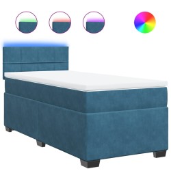 Sommier à lattes de lit avec matelas bleu 80x200 cm velours 