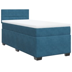 Sommier à lattes de lit avec matelas bleu 80x200 cm velours 