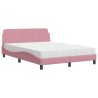 Lit avec matelas rose 140x190 cm velours 