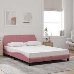 Lit avec matelas rose 140x190 cm velours 