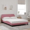 Lit avec matelas rose 140x190 cm velours 
