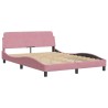 Lit avec matelas rose 140x190 cm velours 