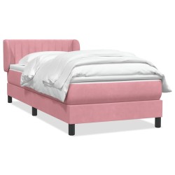 Sommier à lattes de lit avec matelas rose 100x220 cm velours 