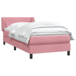Sommier à lattes de lit avec matelas rose 100x220 cm velours 