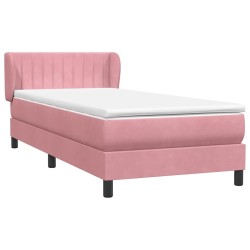 Sommier à lattes de lit avec matelas rose 100x220 cm velours 