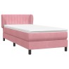 Sommier à lattes de lit avec matelas rose 100x220 cm velours 