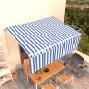 Auvent manuel rétractable avec store 4x3 m Bleu et blanc 
