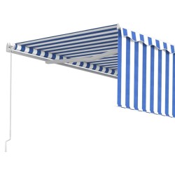 Auvent manuel rétractable avec store 4x3 m Bleu et blanc 