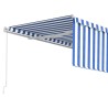 Auvent manuel rétractable avec store 4x3 m Bleu et blanc 
