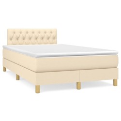 Sommier à lattes de lit avec matelas crème 120x190 cm tissu 