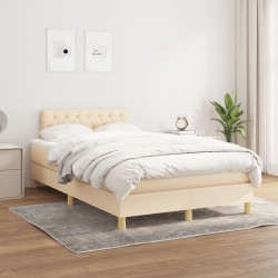 Sommier à lattes de lit avec matelas crème 120x190 cm tissu 