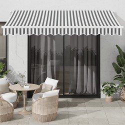 Auvent manuel rétractable avec LED anthracite blanc 350x250 cm 