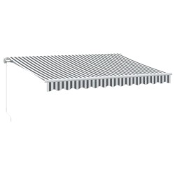 Auvent manuel rétractable avec LED anthracite blanc 350x250 cm 