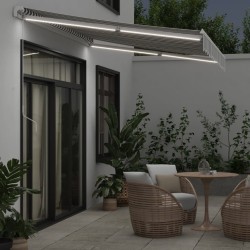 Auvent manuel rétractable avec LED anthracite blanc 350x250 cm 
