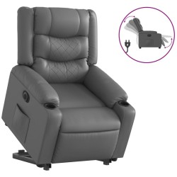 Fauteuil inclinable électrique gris similicuir 