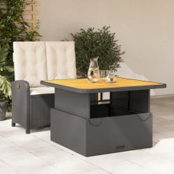 Ensemble à manger de jardin coussins 2pcs noir résine tressée 