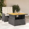 Ensemble à manger de jardin coussins 2pcs noir résine tressée 