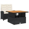 Ensemble à manger de jardin coussins 2pcs noir résine tressée 