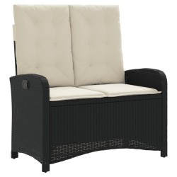 Ensemble à manger de jardin coussins 2pcs noir résine tressée 