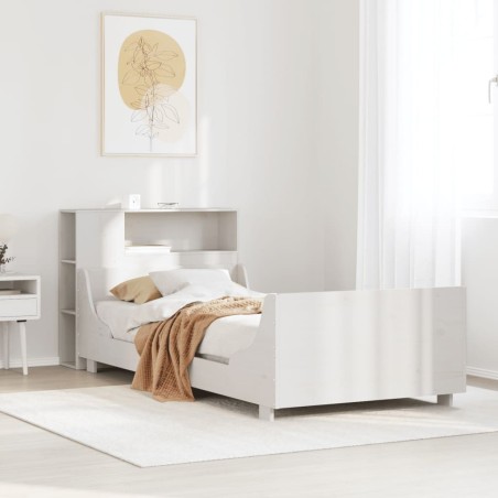 Cadre de lit sans matelas blanc 100x200 cm bois de pin massif 