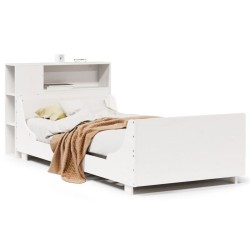 Cadre de lit sans matelas blanc 100x200 cm bois de pin massif 