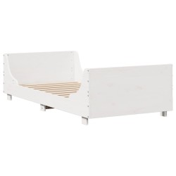 Cadre de lit sans matelas blanc 100x200 cm bois de pin massif 