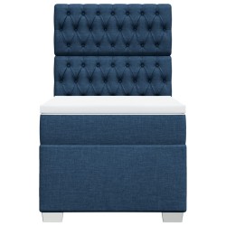 Sommier à lattes de lit avec matelas Bleu 90x200 cm Tissu 