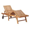 Chaise longue avec coussin bleu Bois de teck solide 