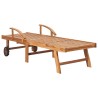 Chaise longue avec coussin bleu Bois de teck solide 