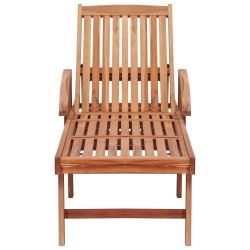 Chaise longue avec coussin bleu Bois de teck solide 