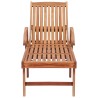 Chaise longue avec coussin bleu Bois de teck solide 