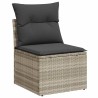 Salon de jardin 6 pcs avec coussins gris clair résine tressée 