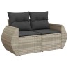 Salon de jardin 6 pcs avec coussins gris clair résine tressée 