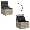 Salon de jardin 6 pcs avec coussins gris clair résine tressée 